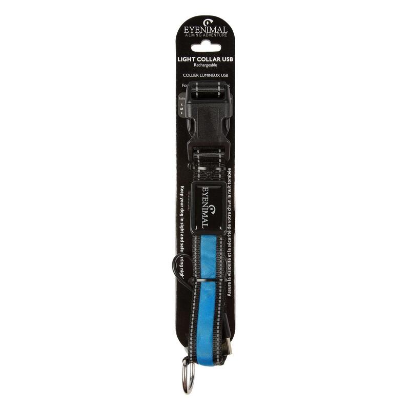 Coleira luminosa para cães "LIGHT COLLAR USB Recarregável" azul