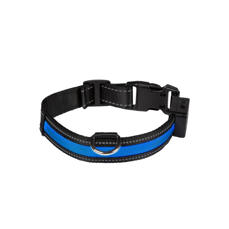 Coleira luminosa para cães " LIGHT COLLAR USB Recarregável" azul - M