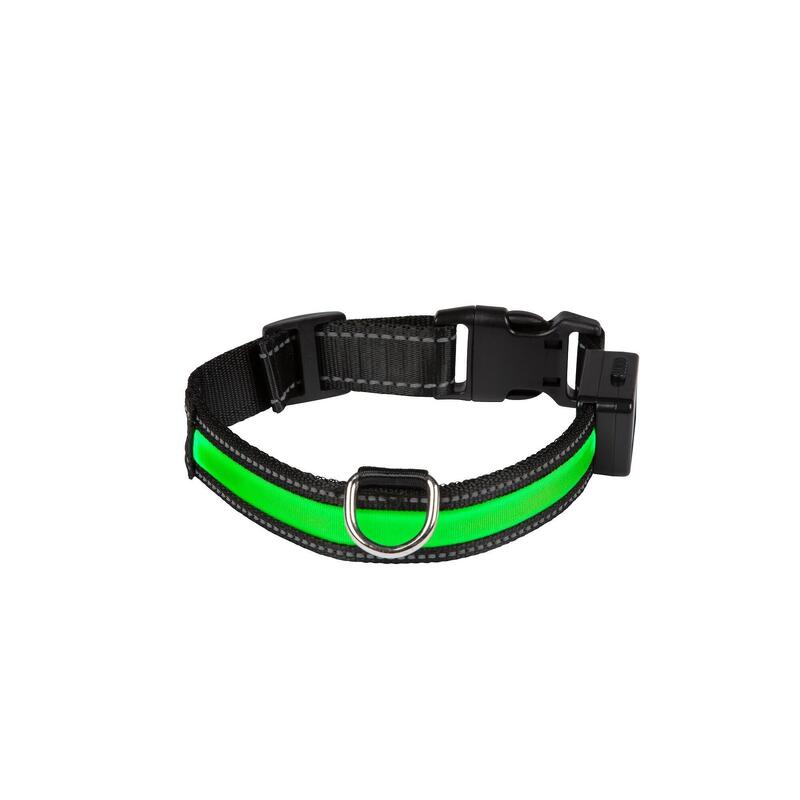 Lichtgevende hondenhalsband " LIGHT COLLAR USB Rechargeable " groen