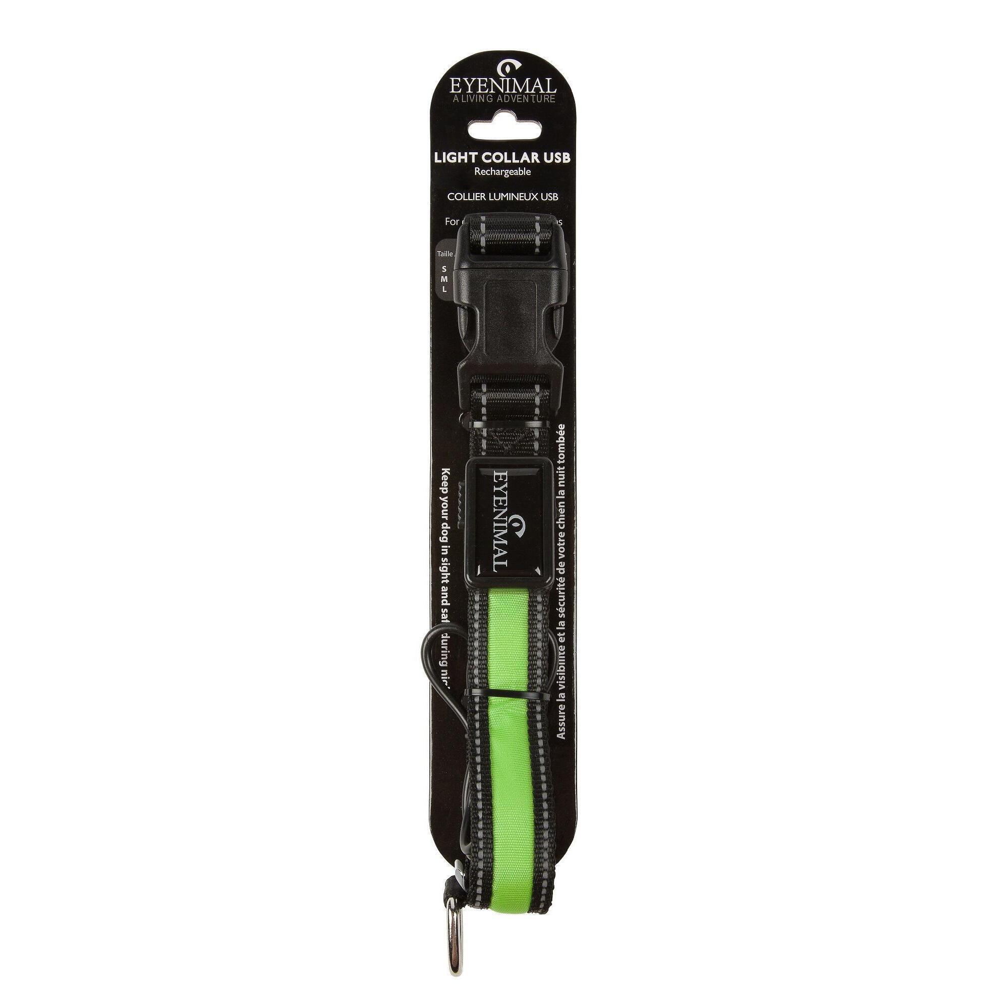 EYENIMAL Lichtgevende hondenhalsband " LIGHT COLLAR USB Rechargeable " groen