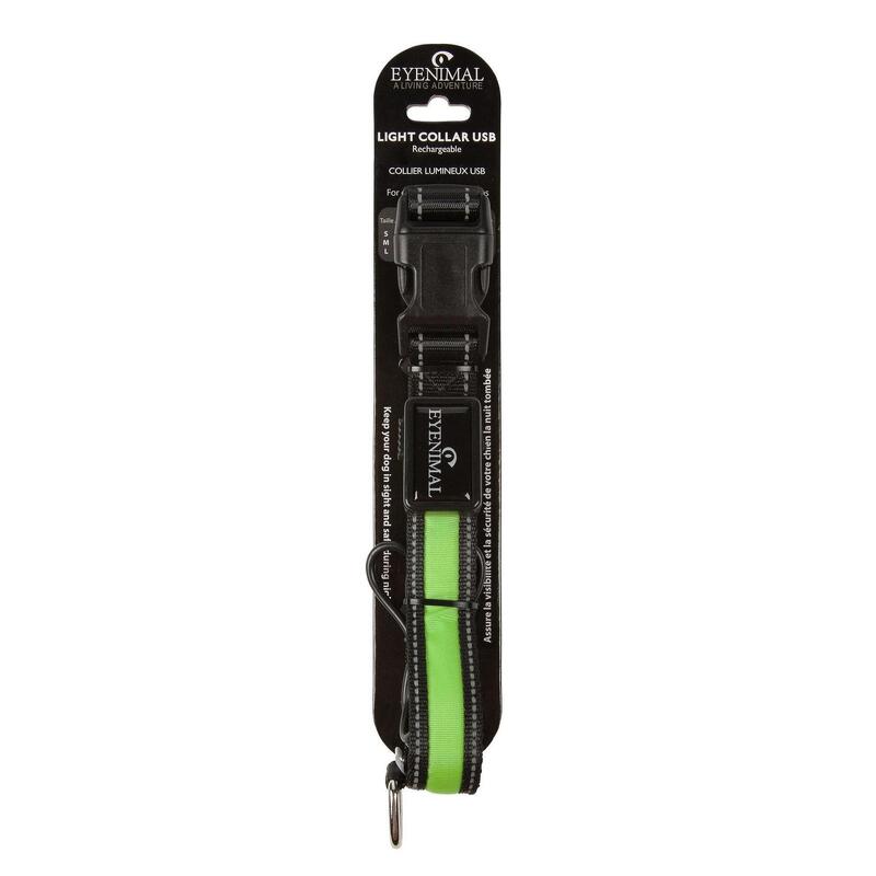Lichtgevende hondenhalsband " LIGHT COLLAR USB Rechargeable " groen
