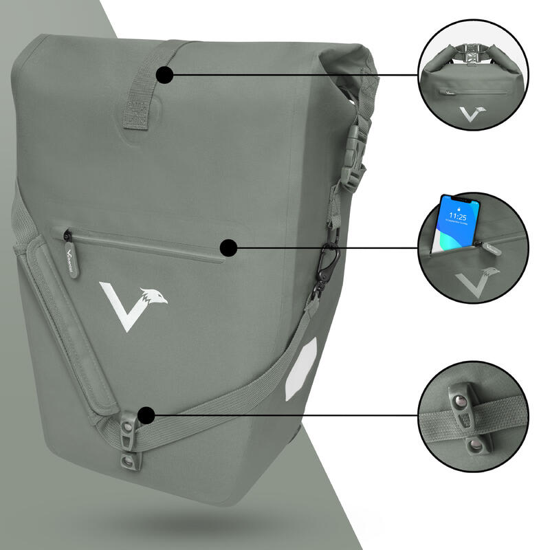 Bolsa y alforja para bicicleta, 70% de material reciclado - ValkOcean