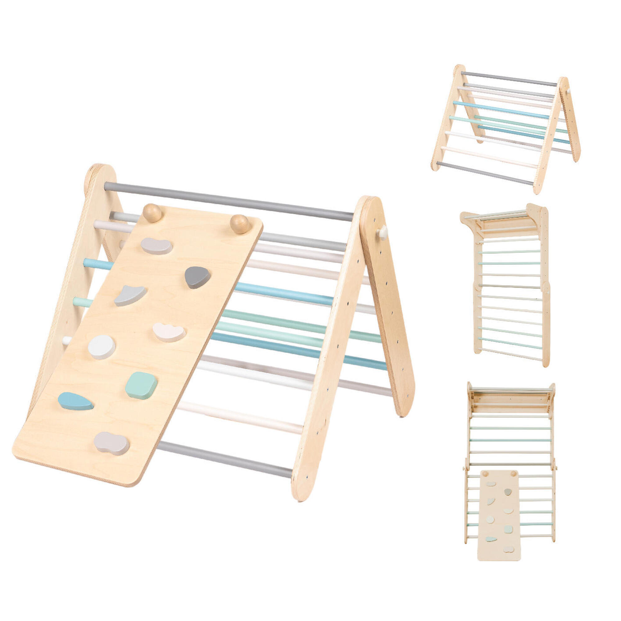 Set di triangoli per arrampicata e pareti svedesi Montessori 2 in 1, Pastello