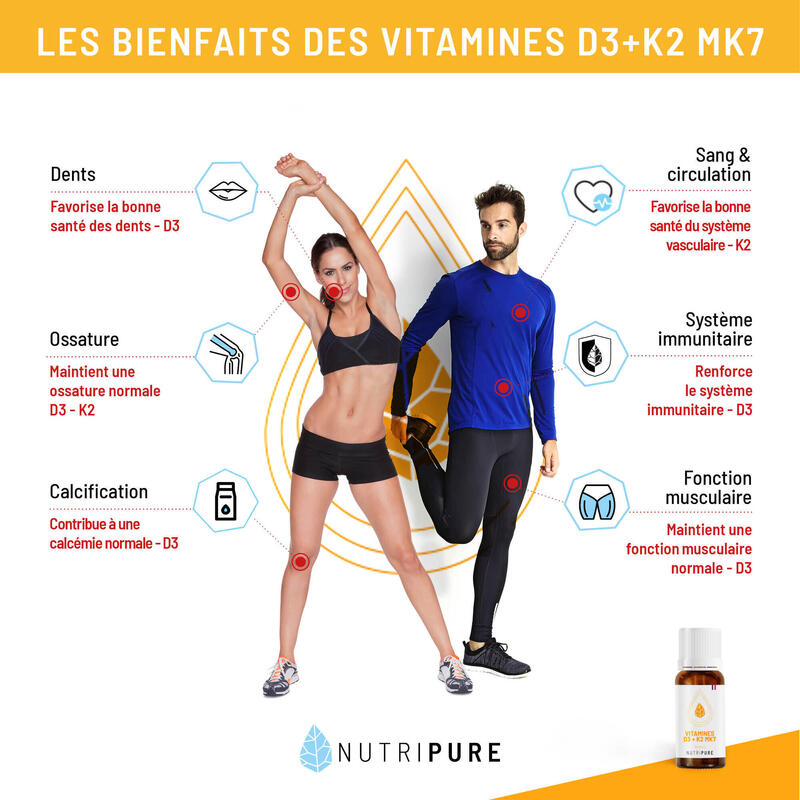 Vitamine D3 K2 flacon 20ml Nutripure