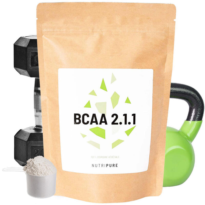 BCAA 2.1.1 Vegan 100% pur - Acide Aminé, Musculation, Endurance - 220g poudre