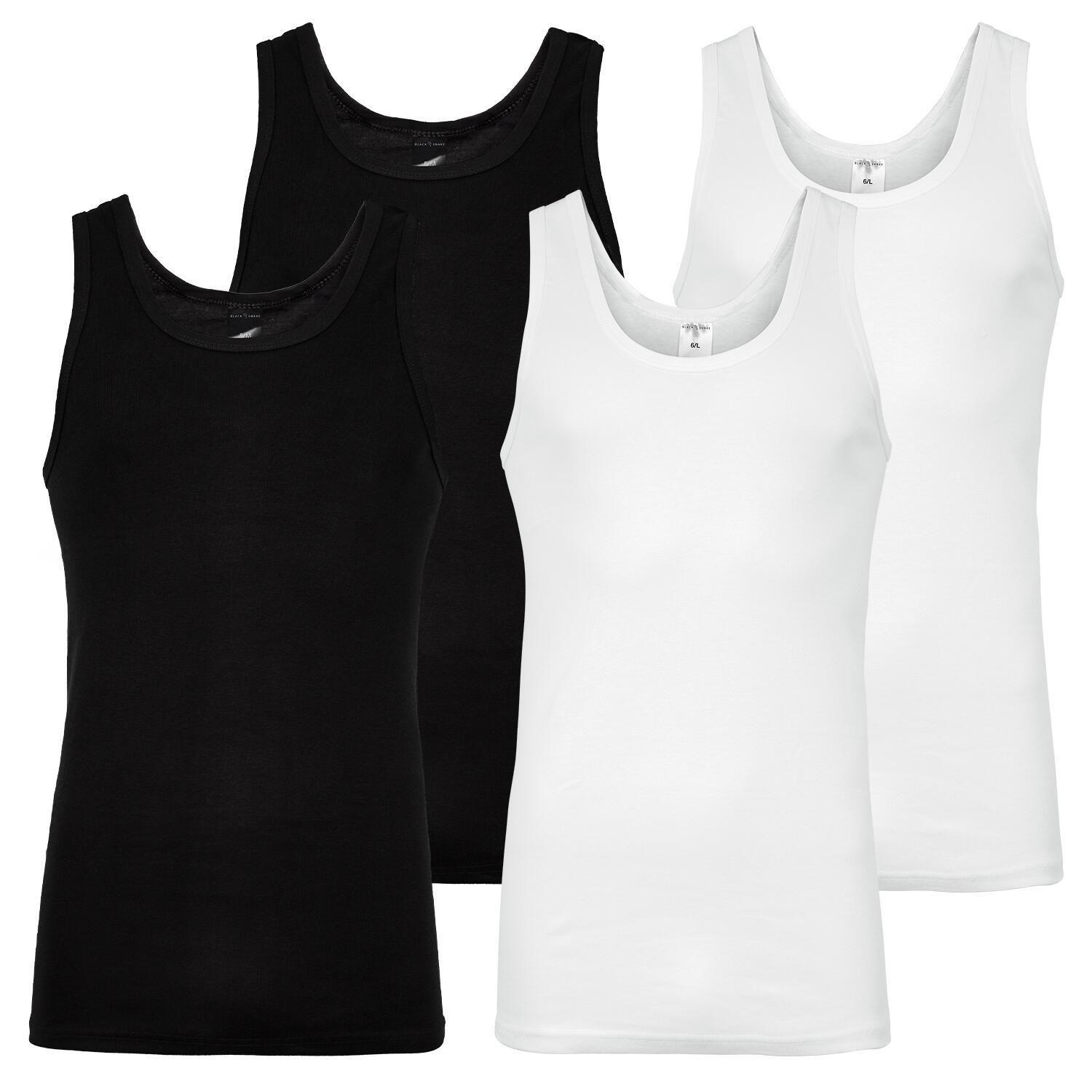 BLACK SNAKE Unterhemd Herren 4er Set | Seamless Tank Top | Achselshirt | Schwarz/Weiß