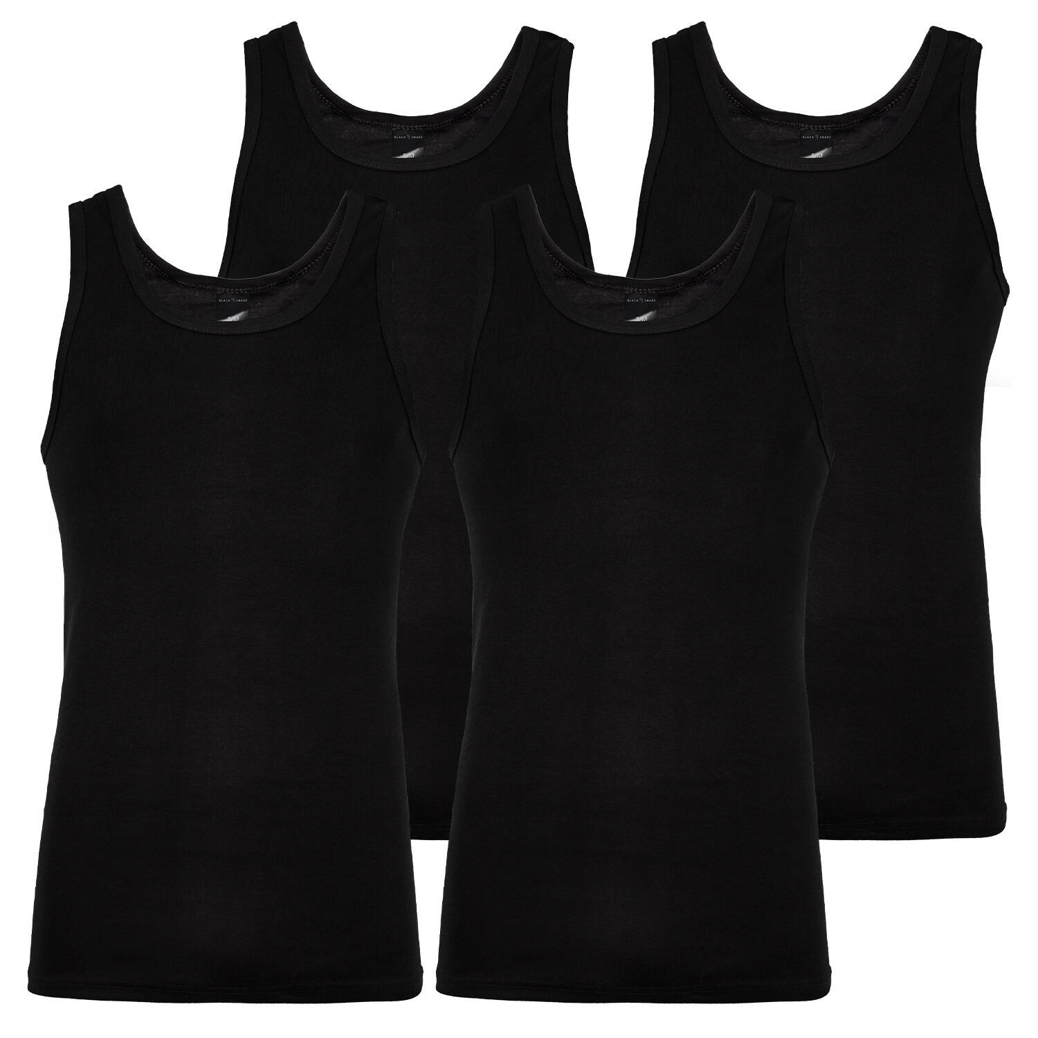 BLACK SNAKE Unterhemd Herren 4er Set | Seamless Tank Top | Achselshirt | Schwarz