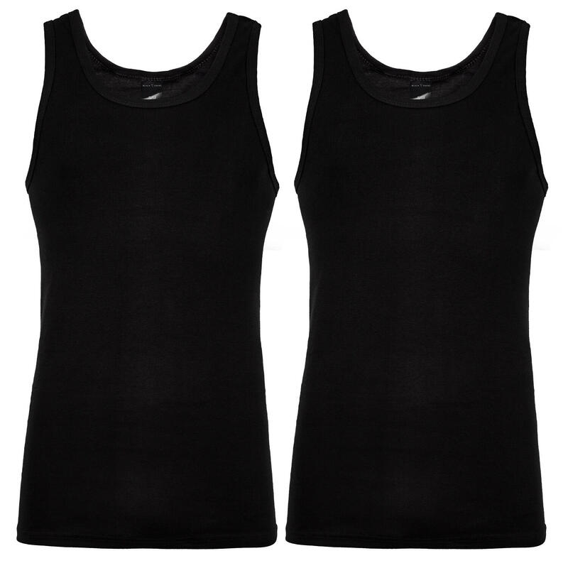 Unterhemd Herren 2er Set | Seamless Tank Top | Feinripp Achselshirt | Schwarz