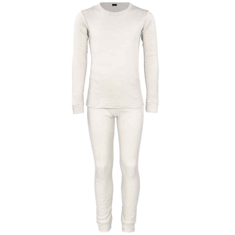 Thermounterwäsche Kinder Set | Unterhemd + Unterhose | Innenfleece | Creme