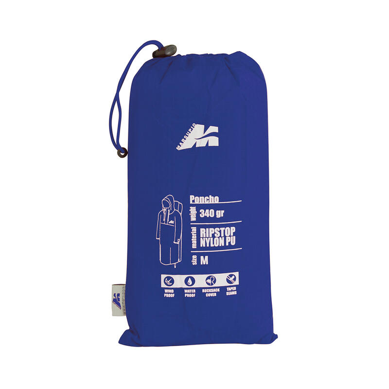 Casaco de chuva azul com proteção para mochilas Marsupio