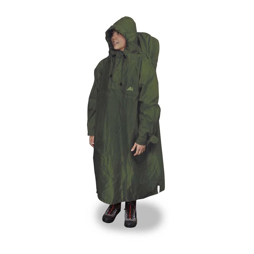 Chubasquero verde con protección para mochila Marsupio 2/3