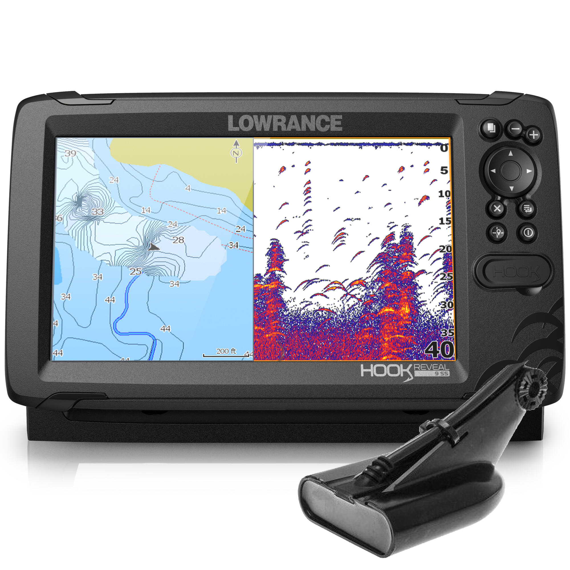 Sonda Pesca Lowrance HOOK Reveal 9 Transdutor HDI 50/200 600w. CHIRP/DownScan