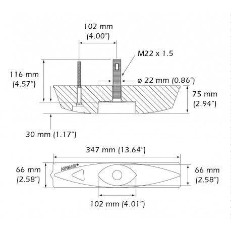 Transductor Sonda Pesca Pasacascos Airmar B45 Bronce xSonic (600w)