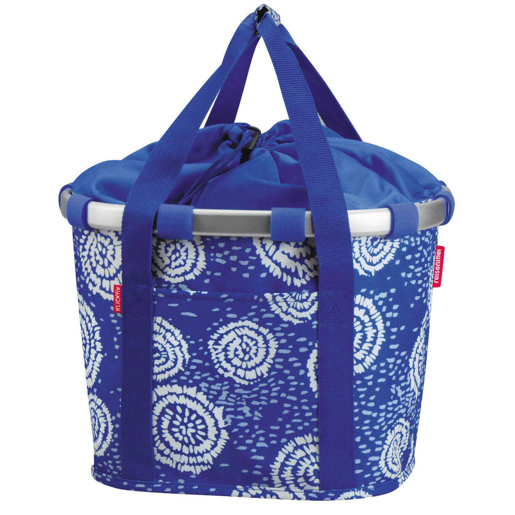 KLICKFIX KLICKFIX Cestino per ruota anteriore "Bike Basket", batik blu forte