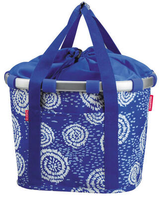 Voorwielmand "bike basket". batik sterk blauw
