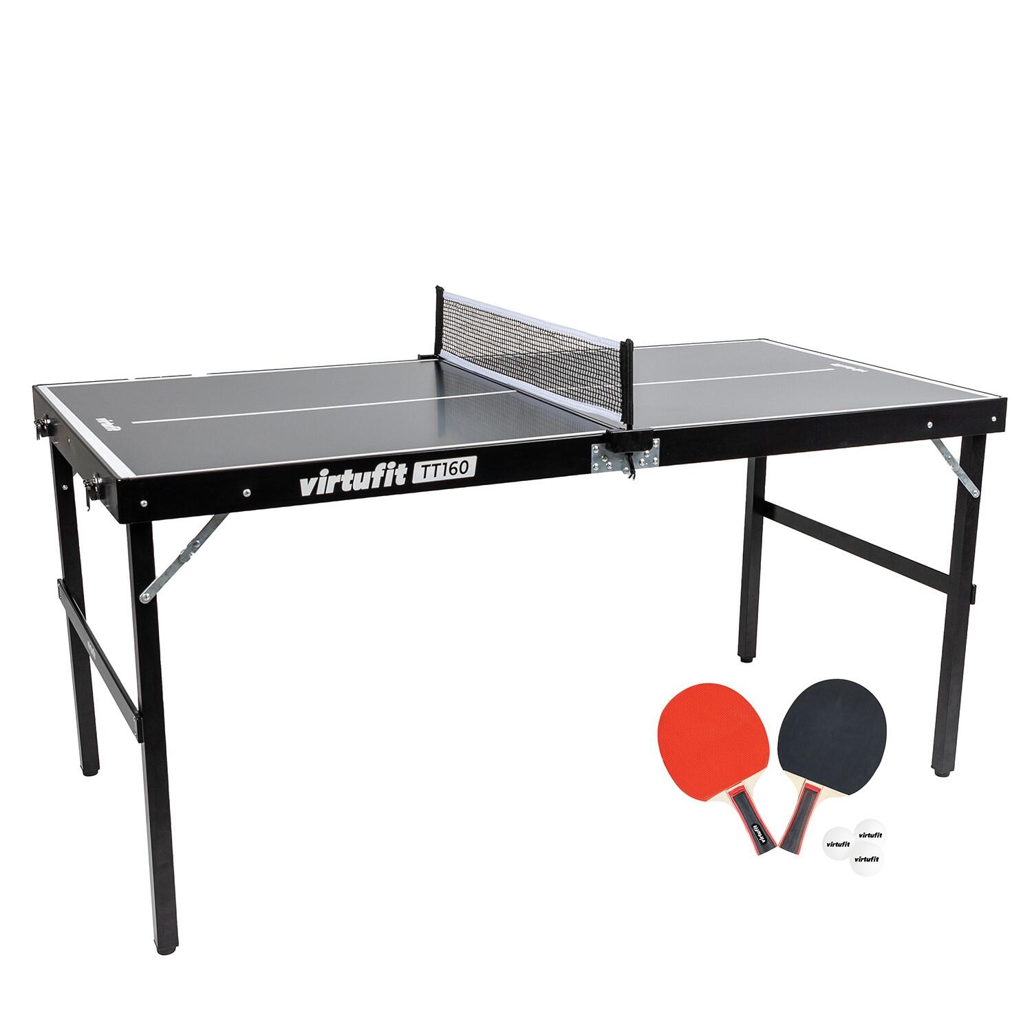 VIRTUFIT Mini Tafeltennistafel / pingpongtafel - TT160 - Met 2 Batjes en 3 Ballen