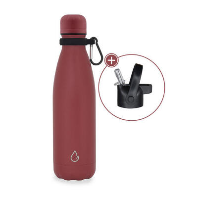 All flow waterfles rvs lichtblauw 500 ml - dop met rietje