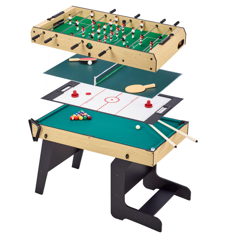 Table multi jeux pliable 4 en 1 adulte - Baby-foot - Billard - Ping Pong - Hock