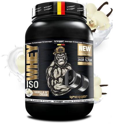 Isolate Protéine Whey véritable goût vanille et crème 908Gr