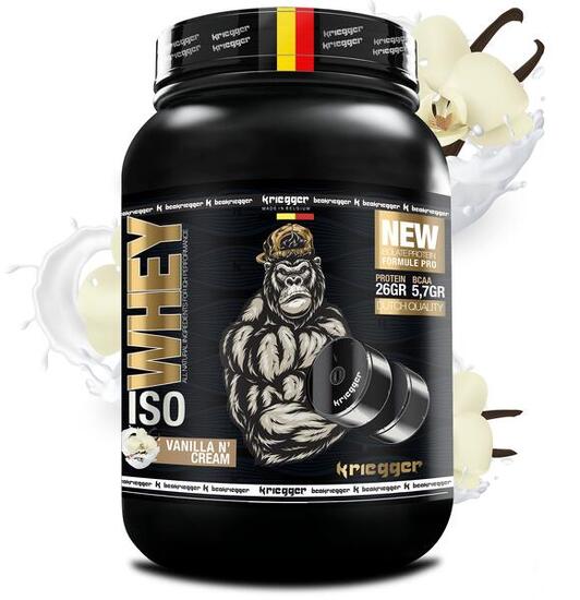 Isolate Protéine Whey véritable goût vanille et crème 908Gr