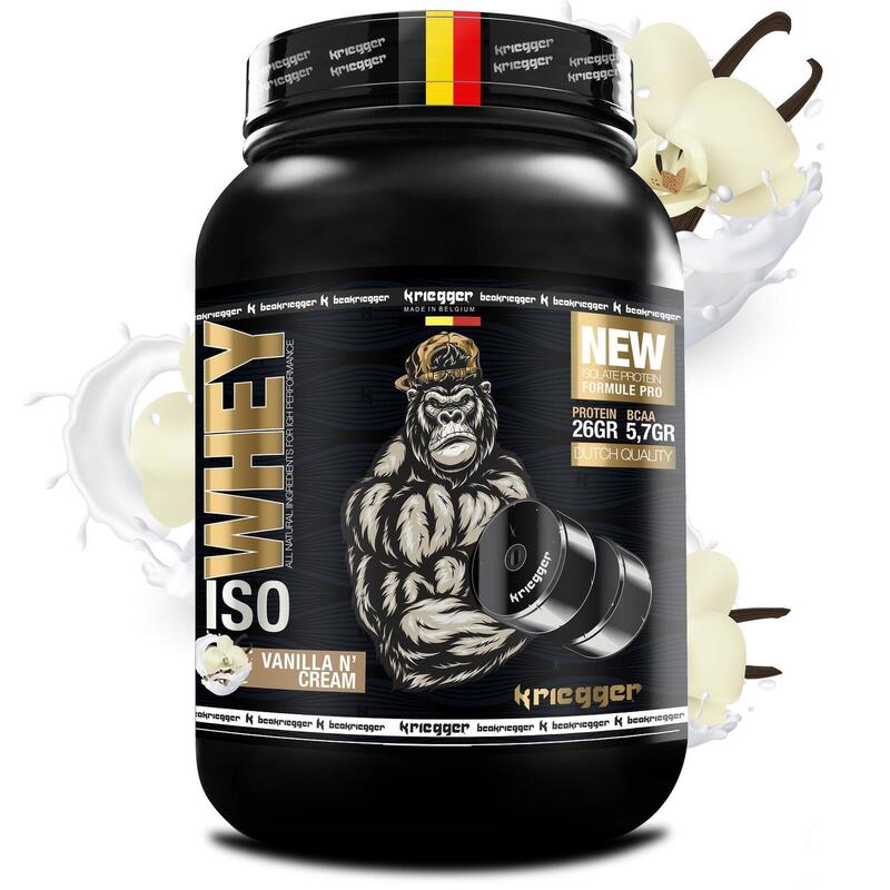 Isolate Protéine Whey véritable goût vanille et crème 908Gr