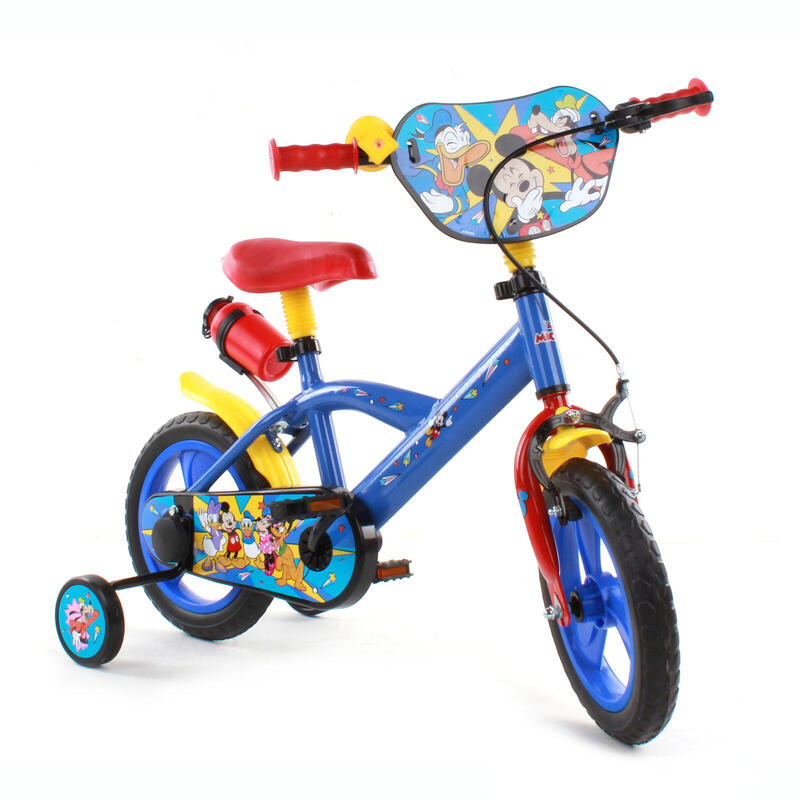 Bicicleta Niño Mickey mouse 12 pulgadas 35 años albri infantil de con estabilizadores laterales y botella rojo