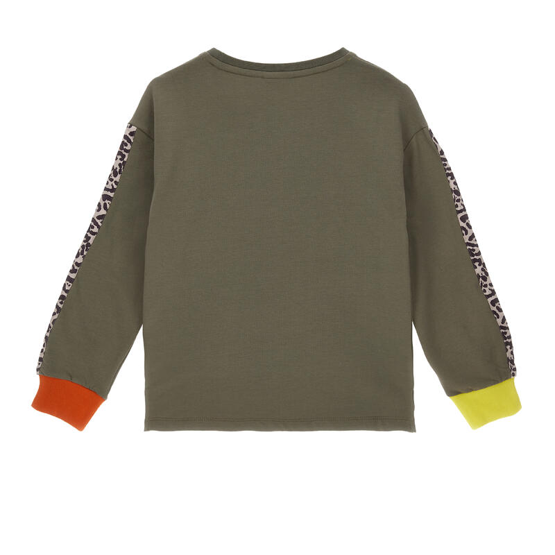 Sweat-shirt à col rond avec inserts animaliers et colorés en contraste