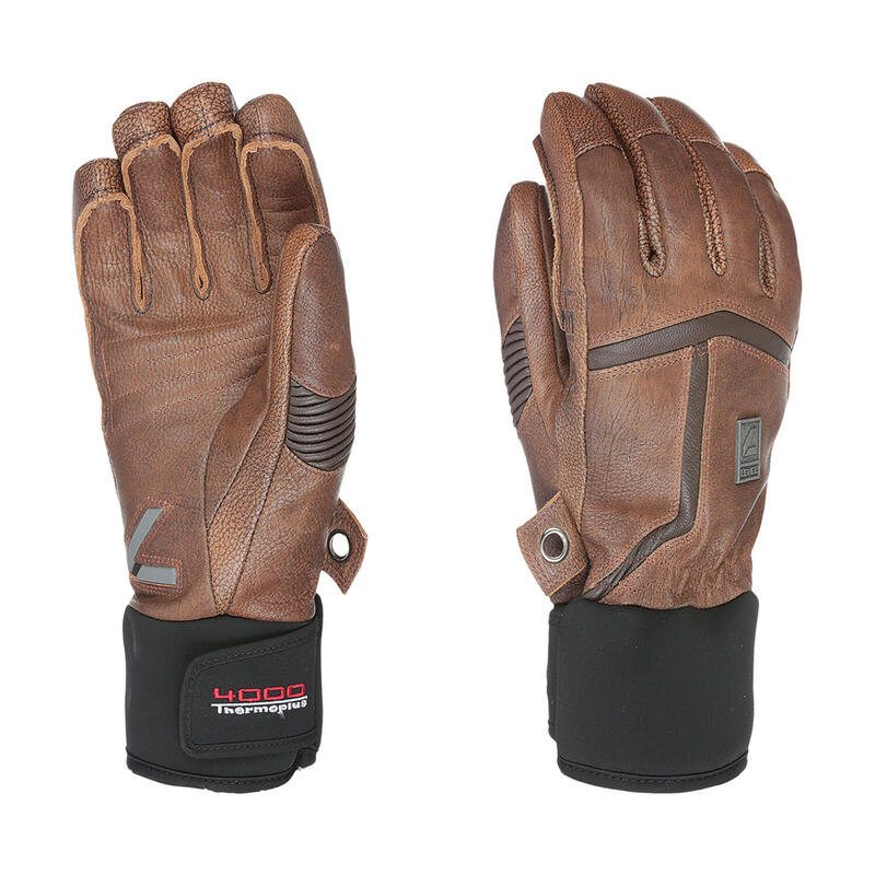 Gants De Ski/snow Off Piste Leather Brown Homme