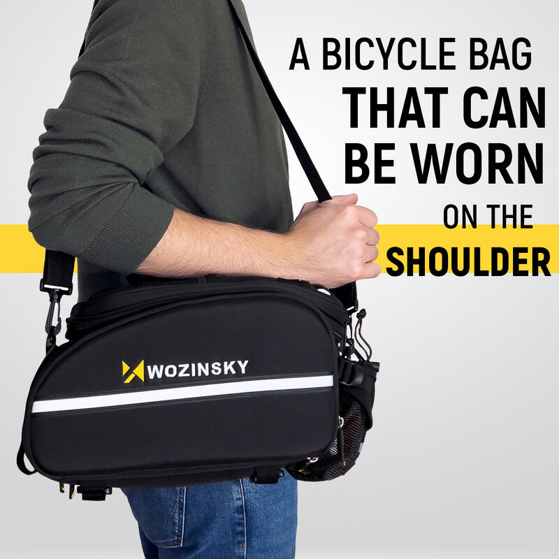 Wozinsky hátsó csomagtartóra szerelhető kerékpáros táska palacktartóval 35L