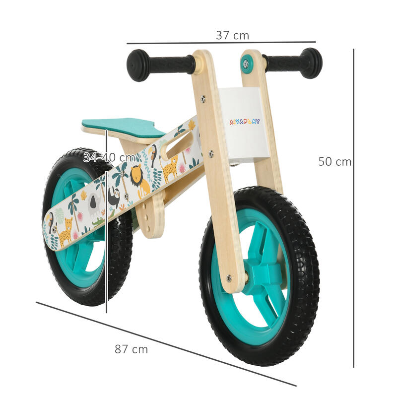 Bicicleta sem Pedais 87x37x50 cm Azul-turquesa AIYAPLAY