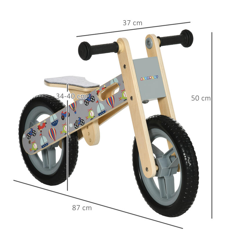 Bicicleta sin Pedales AIYAPLAY 87x37x50 cm Gris