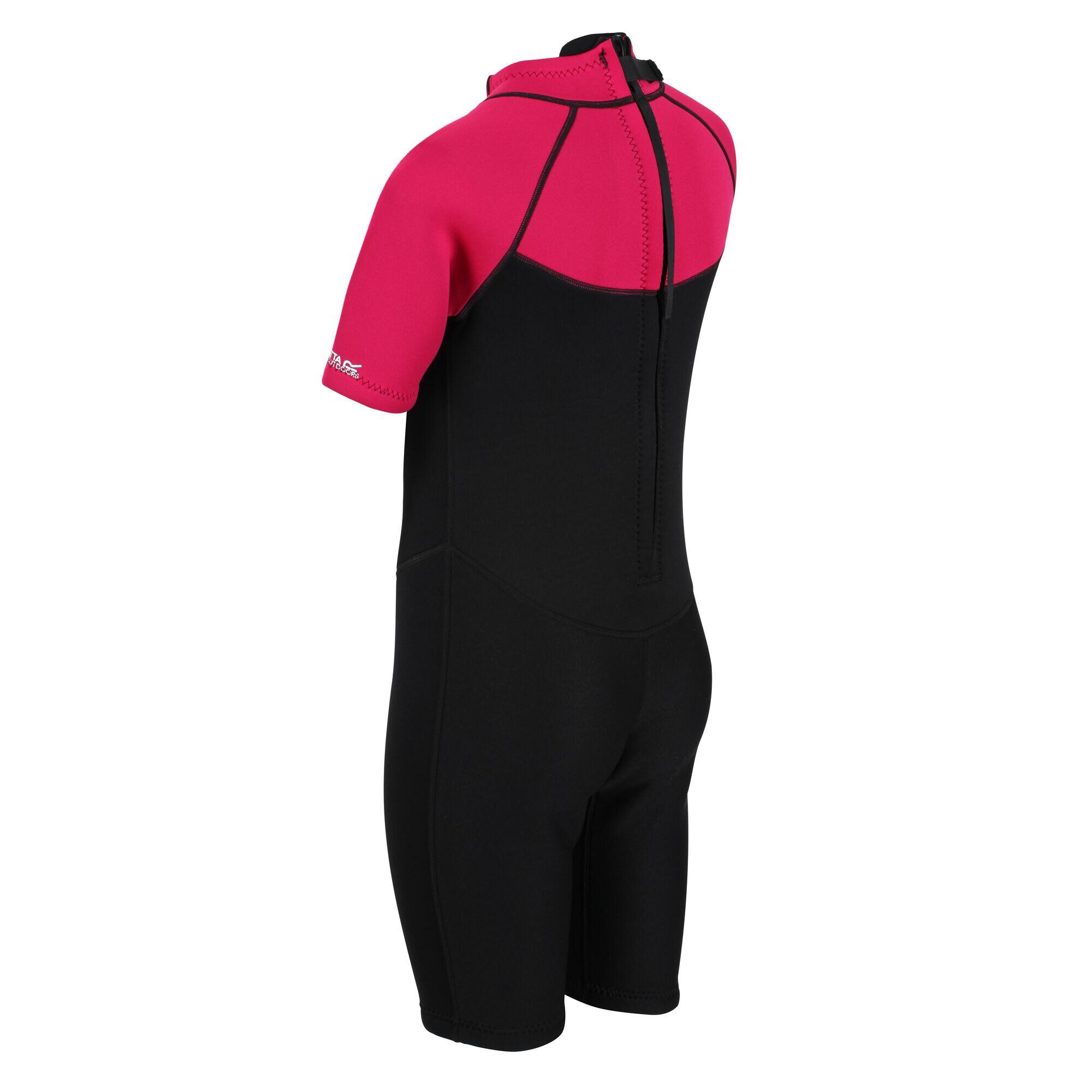 Childrens/Kids Shorty Wetsuit (Black/Duchess Pink) 2/5