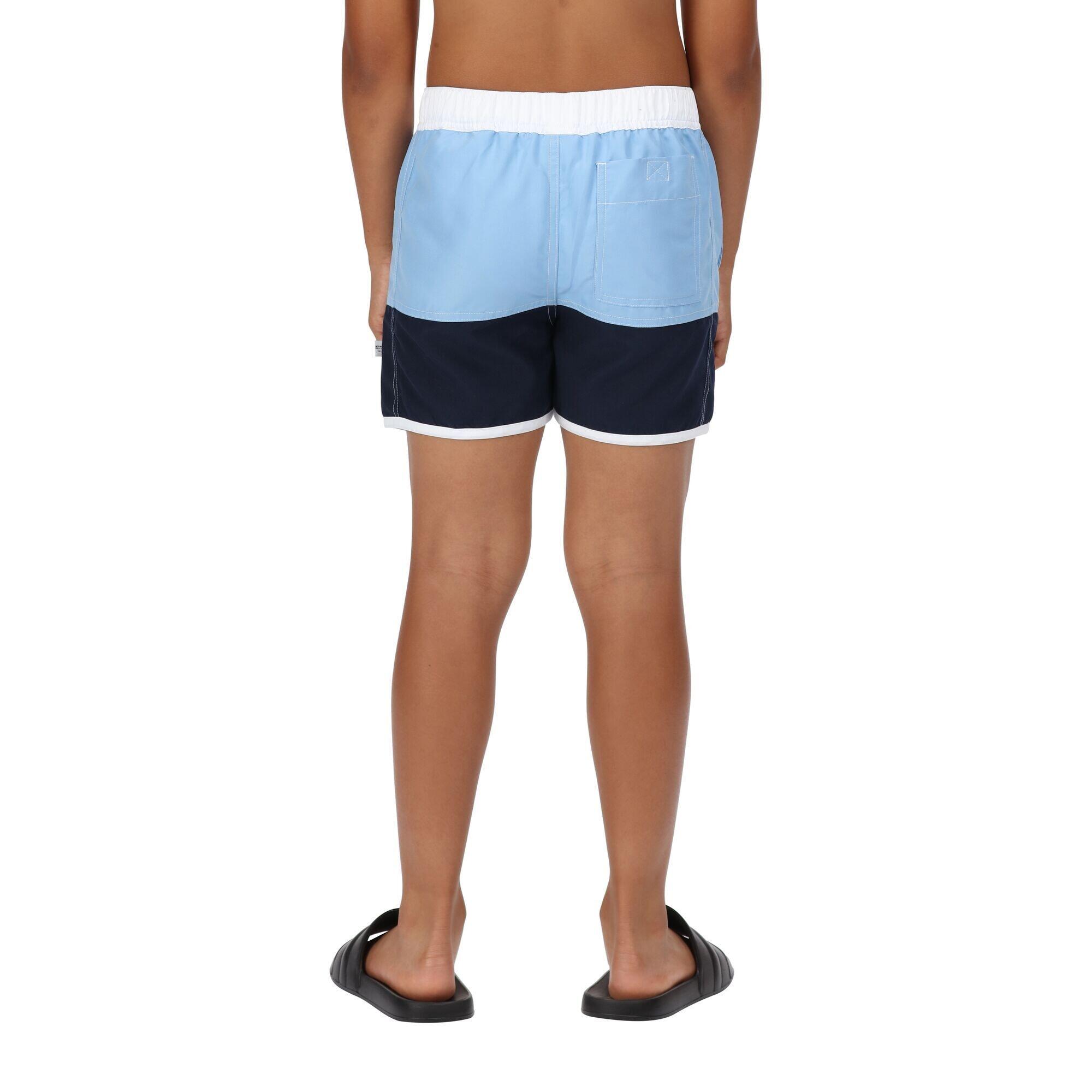 Childrens/Kids Sergio Swim Shorts (Powder Blue/Navy) 3/5