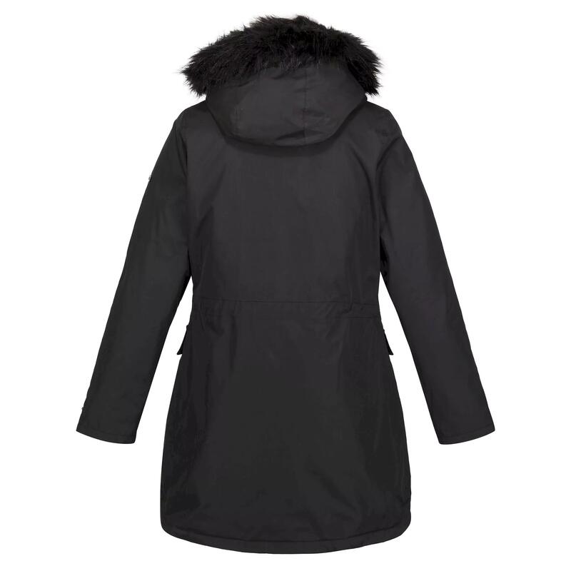 Dames Sabinka parka met bontrand (Zwart)