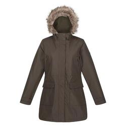 Dames Sabinka parka met bontrand (Donkere Khaki)