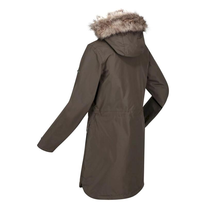 Dames Sabinka parka met bontrand (Donkere Khaki)