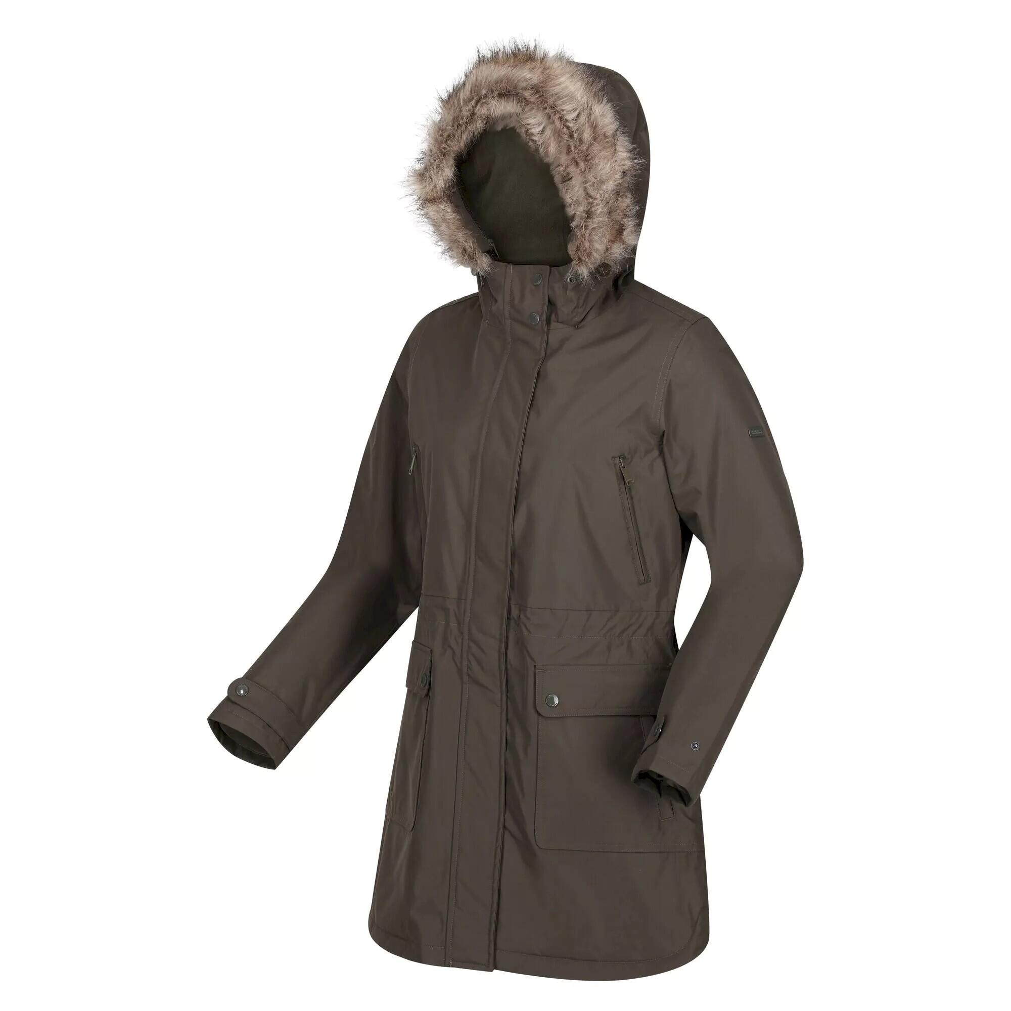 Womens/Ladies Sabinka Faux Fur Trim Parka (Dark Khaki) 3/5
