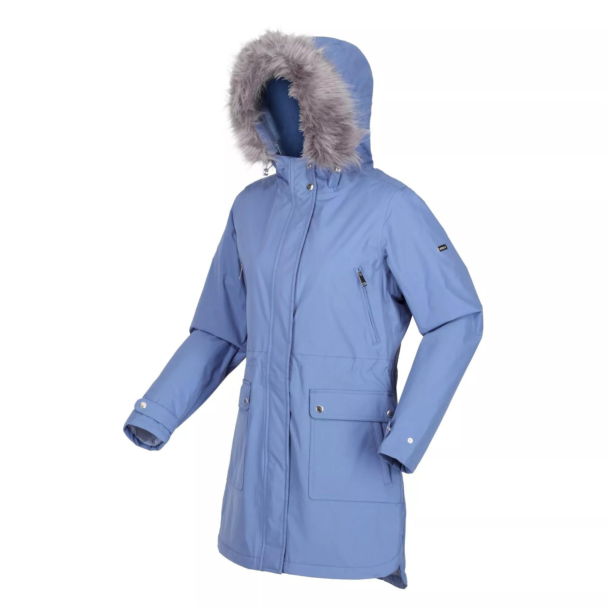 Womens/Ladies Sabinka Faux Fur Trim Parka (Slate Blue) 3/5