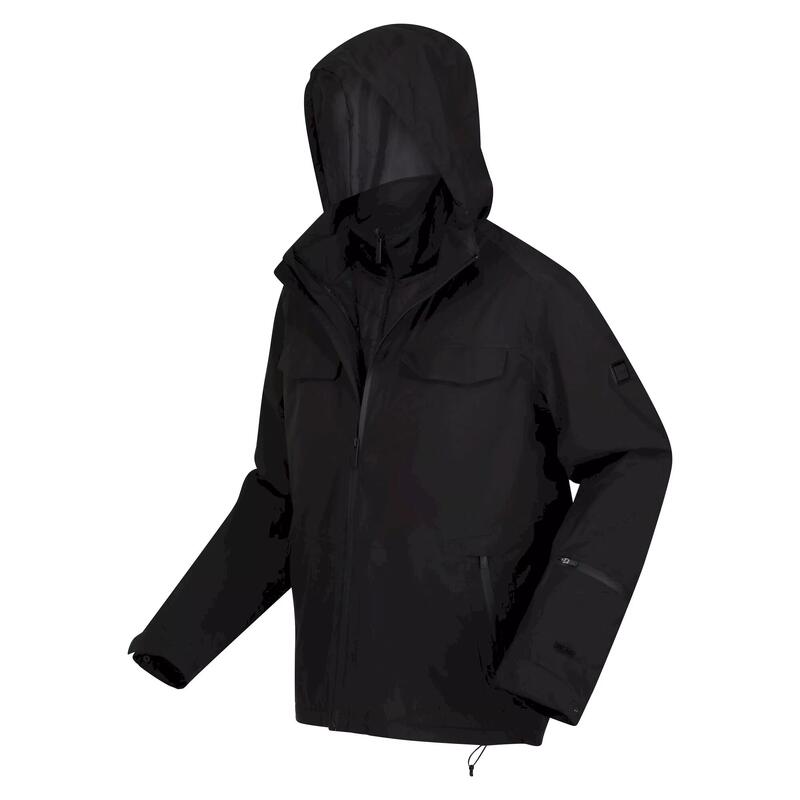 "Britely" Jacke, wasserfest 3 in 1 für Herren Schwarz