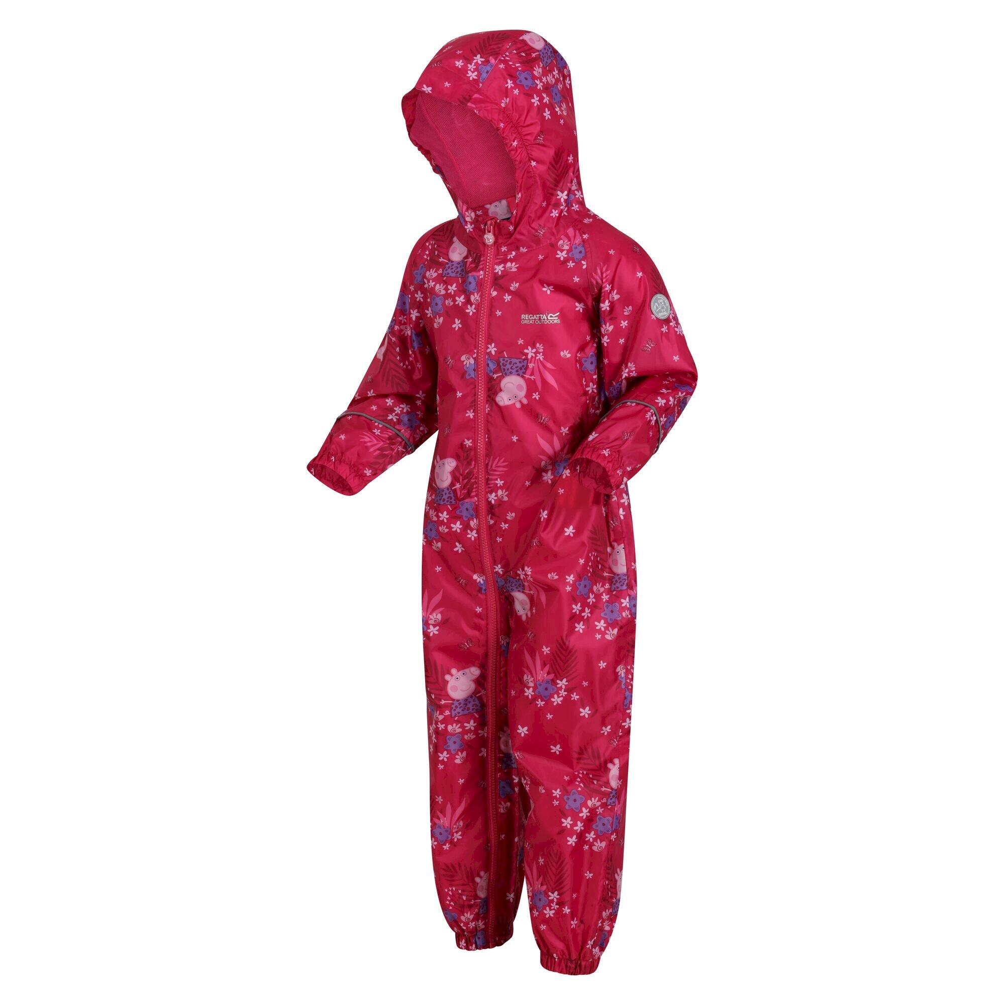 Childrens/Kids Pobble Peppa Pig Floral Waterproof Puddle Suit (Pink Fusion) 3/5
