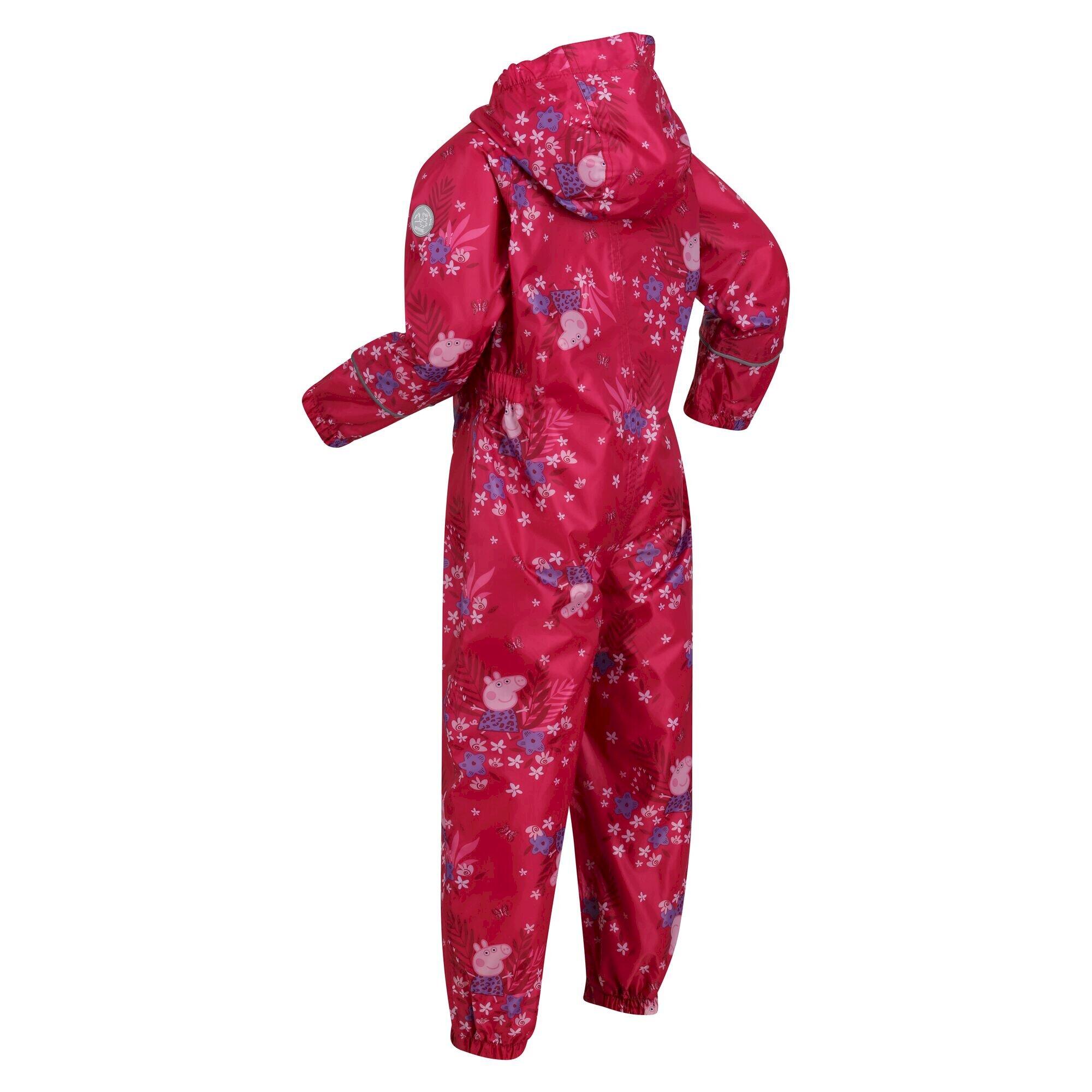 Childrens/Kids Pobble Peppa Pig Floral Waterproof Puddle Suit (Pink Fusion) 4/5