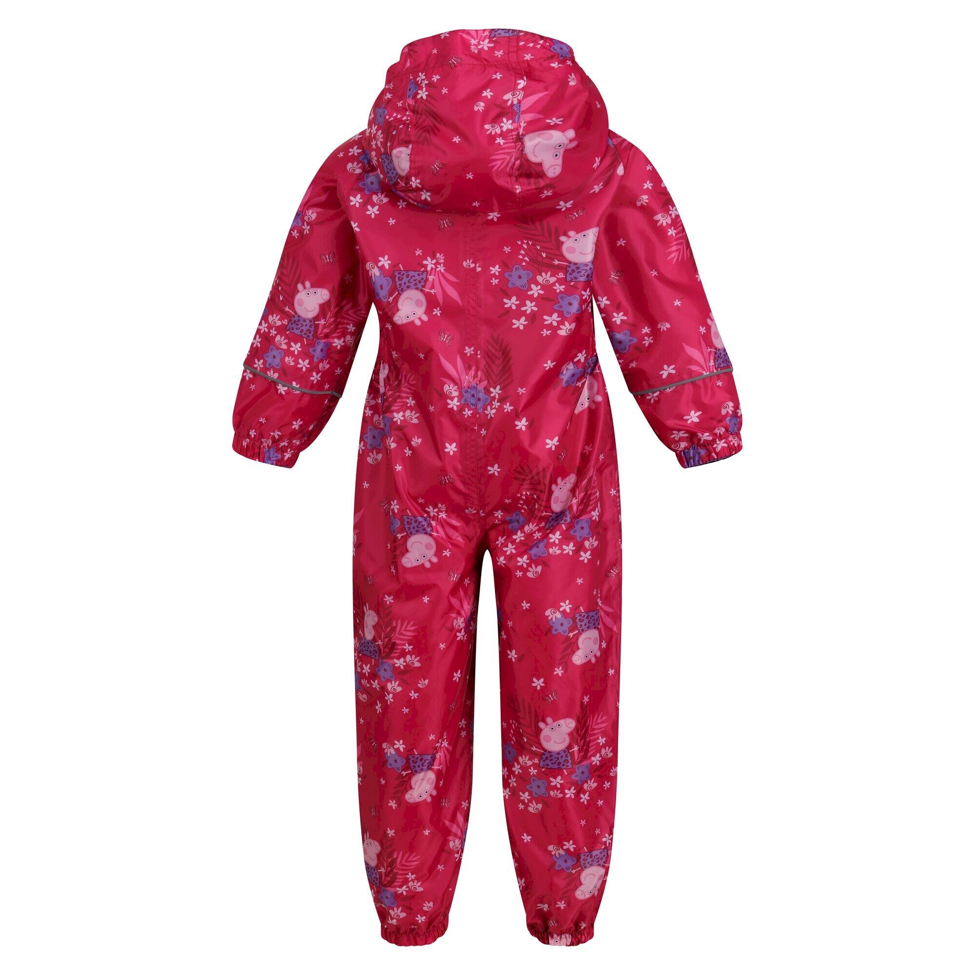 Childrens/Kids Pobble Peppa Pig Floral Waterproof Puddle Suit (Pink Fusion) 2/5