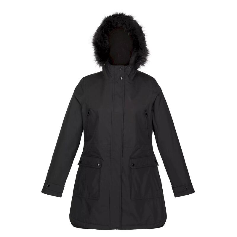 Dames Sabinka parka met bontrand (Zwart)