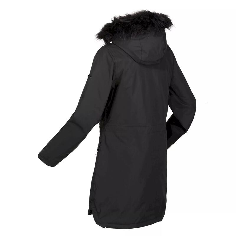 Dames Sabinka parka met bontrand (Zwart)