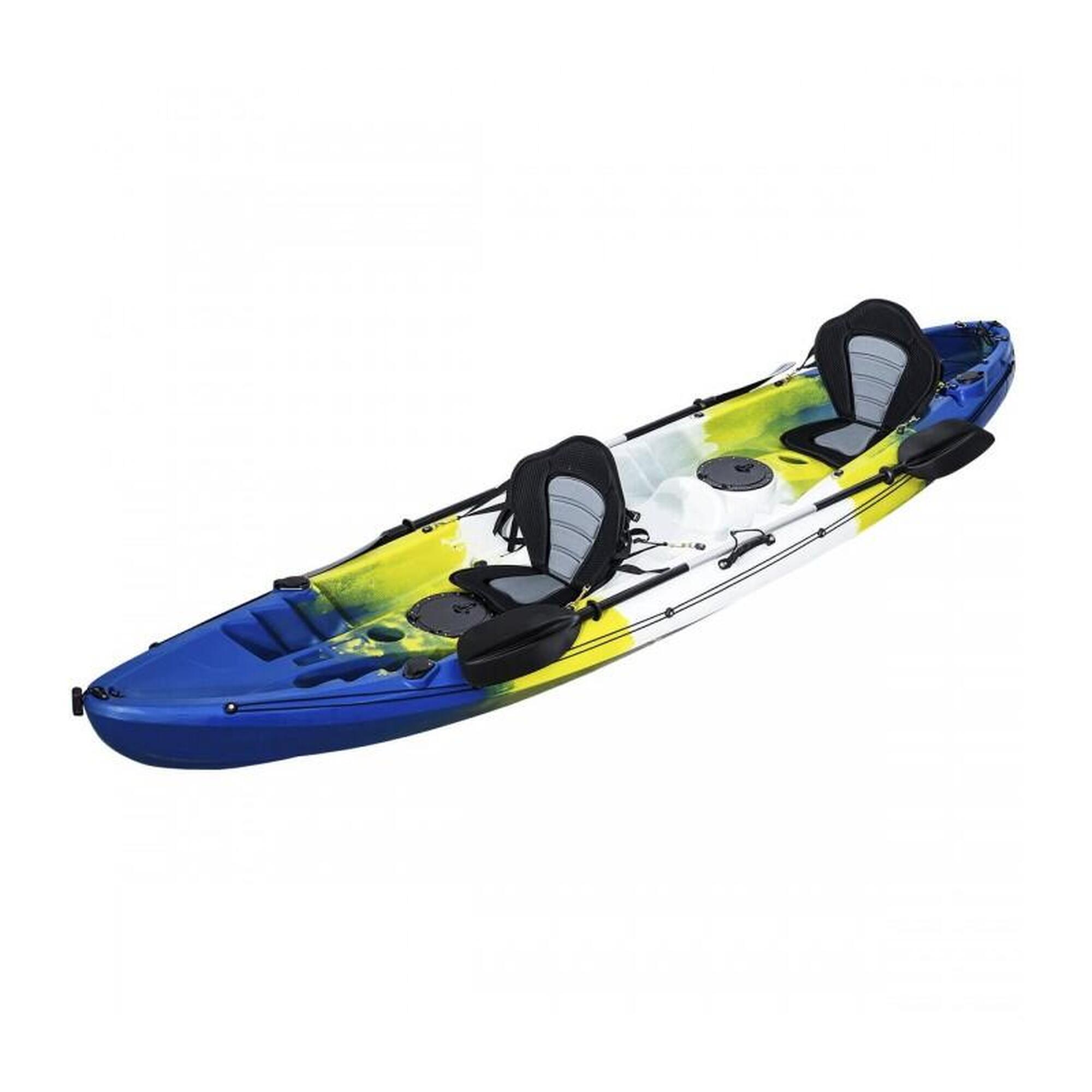 KOL OUTDOOR Kayak de pesca doble Oceanus R Azul Amarillo Blanco (372 x 86cm)