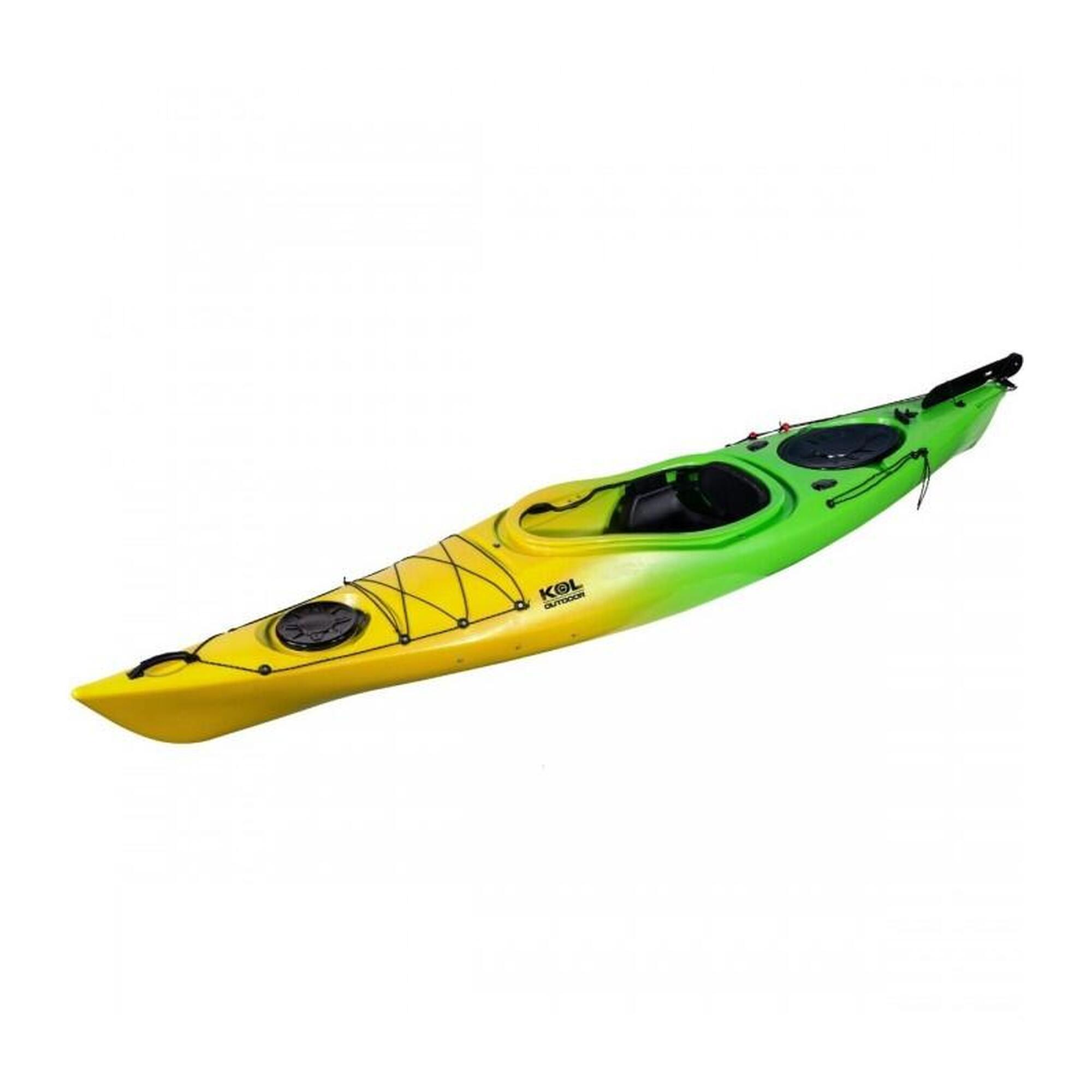 KOL OUTDOOR Kayak de mar y traveías con timón Swift Verde Amarillo - 360x64cm