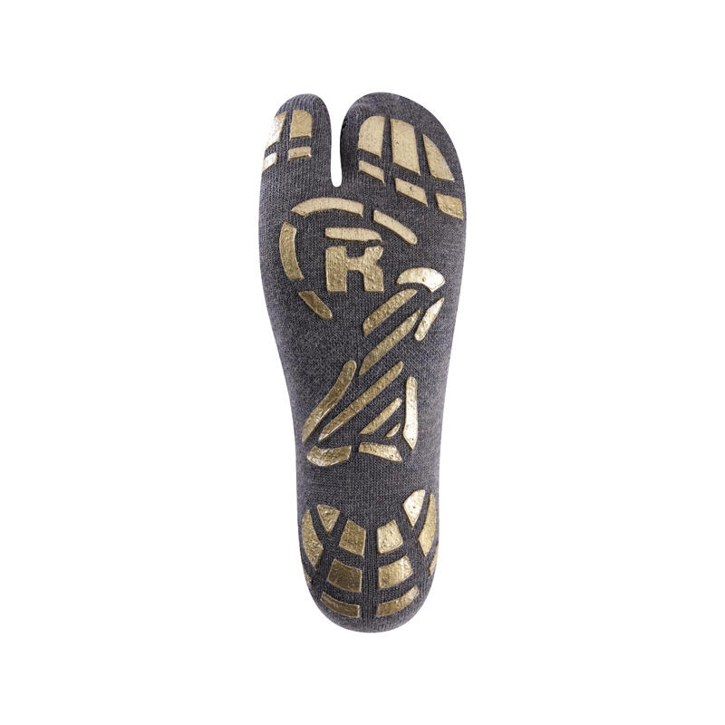 Calcetines yoga 1 finger adultos antideslizantes  algodón biológico marrón oro