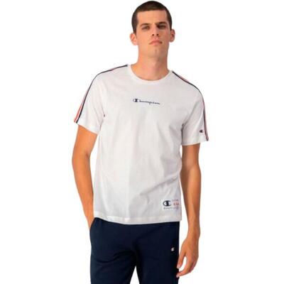 CHAMPION Camiseta Gimnasia Algodón Corte Recto y Cuello Redondo Hombre Blanco