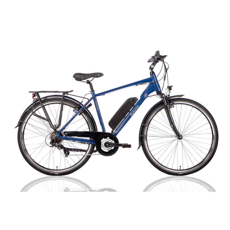 Elektrisches Herrenfahrrad Touring Sport, 48 cm, 7 Gang, blau