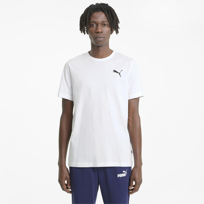 Essentials T-shirt met klein logo voor heren PUMA White Cat